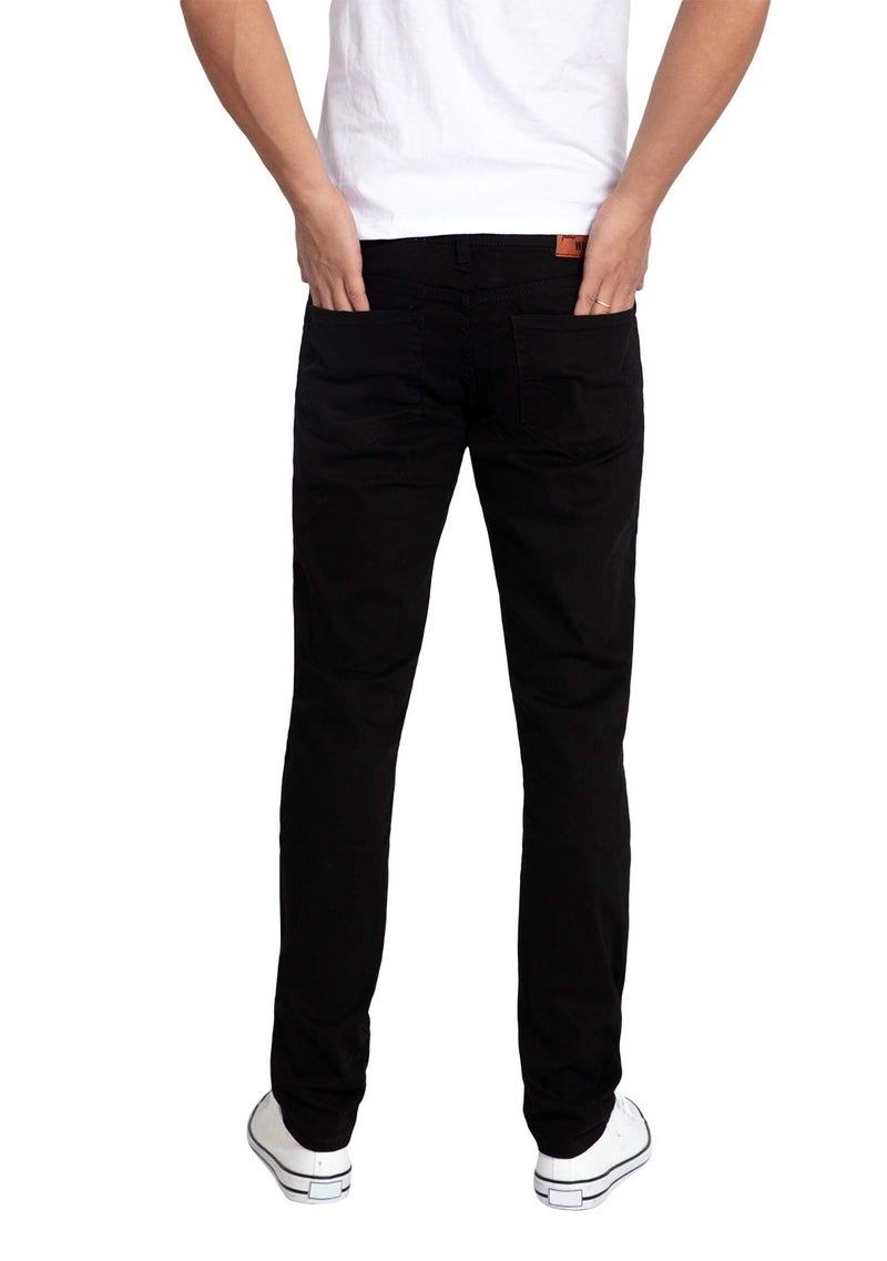 WULFUL Men's Slim Fit Skinny Stretch Comfy Jeans Denim Pants Black - Image 3